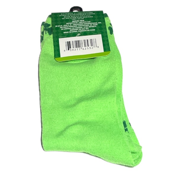 Saint Patrick’s Day Sham Rock & Roll Crew Socks Green Size 5-9 - Picture 2 of 6